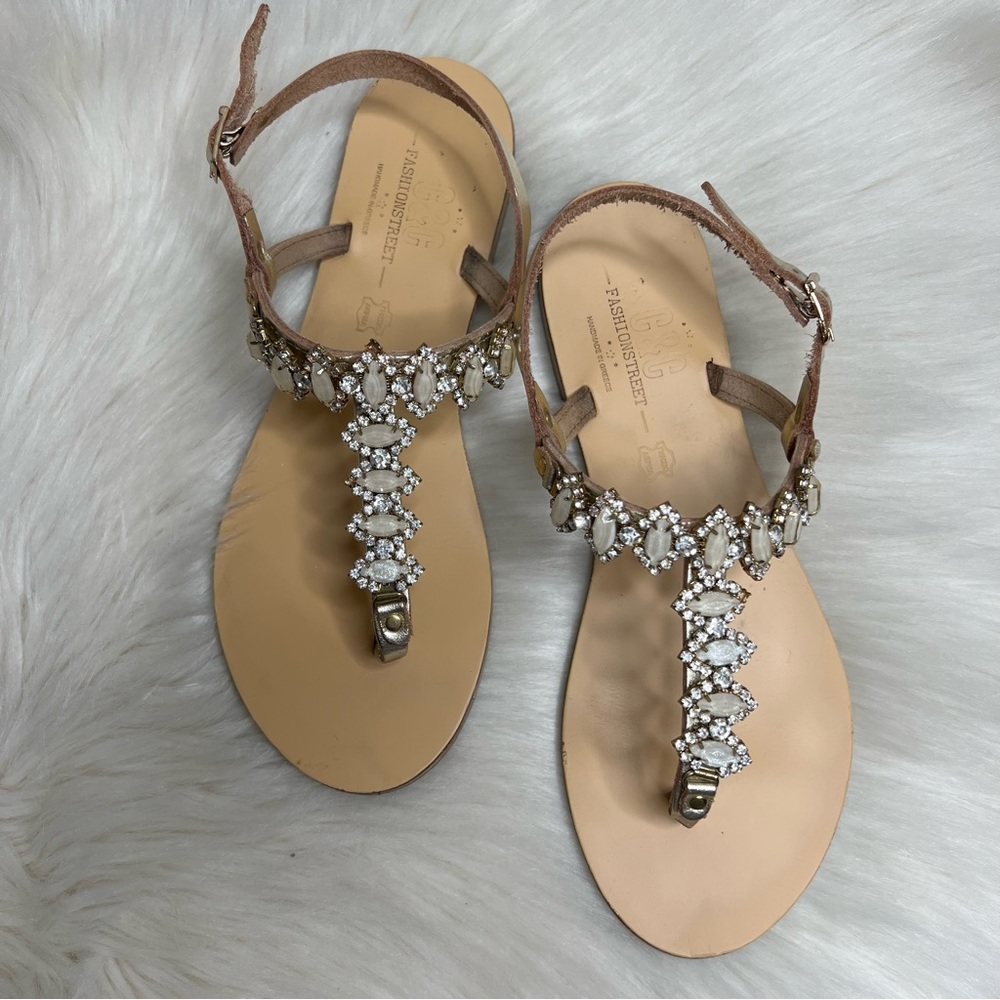 C & C Fashionstreet Women’s Handmade in Greece T-strap Sandals